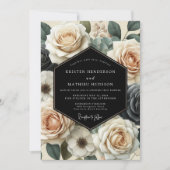 Cream Floral Romance Wedding Einladung (Vorderseite)