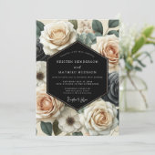 Cream Floral Romance Wedding Einladung (Stehend Vorderseite)