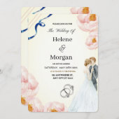Cream Floral Rustic Wedding Einladung (Vorne/Hinten)