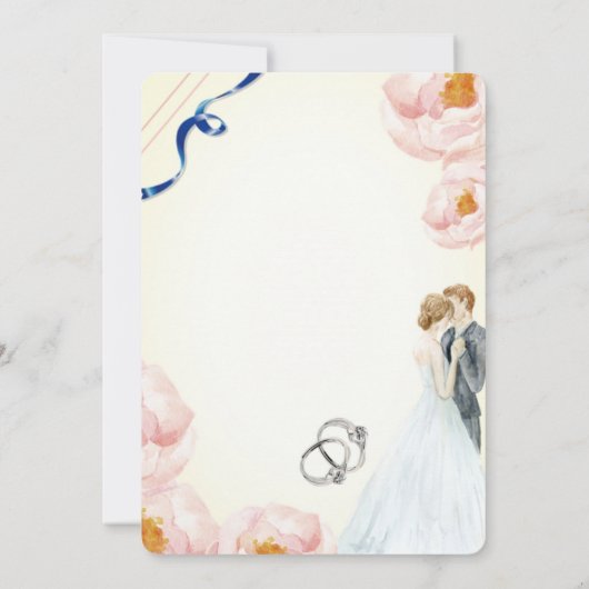 Cream Floral Rustic Wedding Einladung (Rückseite)