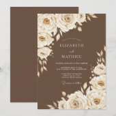 Cream Floral Rustic Wedding Einladung (Vorne/Hinten)