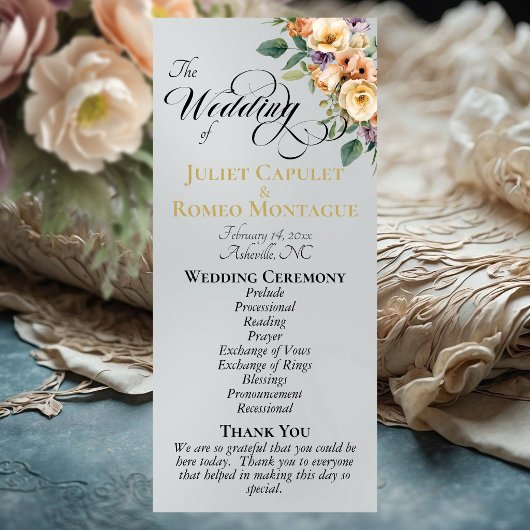 Cream Floral - Silver Wedding Programm
