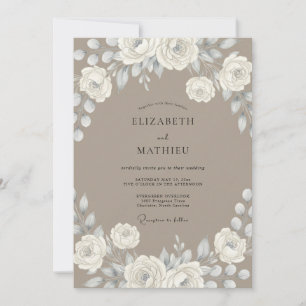 Cream Floral Swirl-Hochzeit Einladung