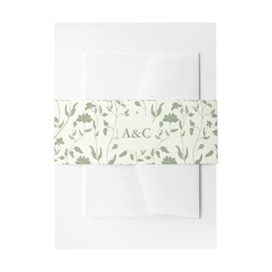 Cream Floral Wedding Einladung Bauchband Einladungsbanderole (Vorderseite Beispiel)