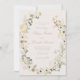 Cream Floral Wildflower Poppy Wedding Invitation Einladung