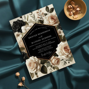 Cream Florale Romantische Waldhochzeit Einladung