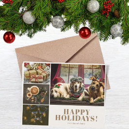 Cream Foto Collage Neues Jahr Weihnachtsgrüße Feiertagskarte