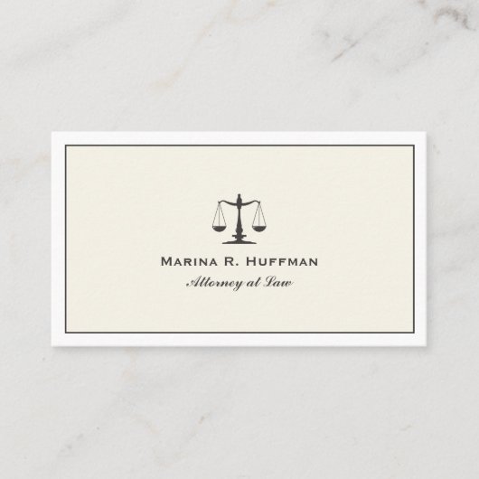 Cream-Frame-Justizskala Beruflich Visitenkarte (Vorderseite)