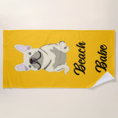 Cream French Bulldog, beach babe Strandtuch (Vorderseite)
