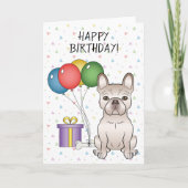 Cream French Bulldog Cartoon Hund Happy Birthday Karte (Vorderseite)
