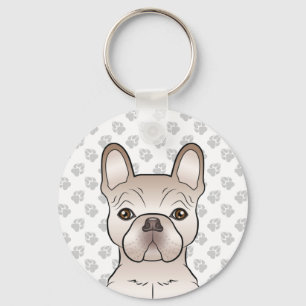 Cream French Bulldog Dog Head & Gray Paws Schlüsselanhänger