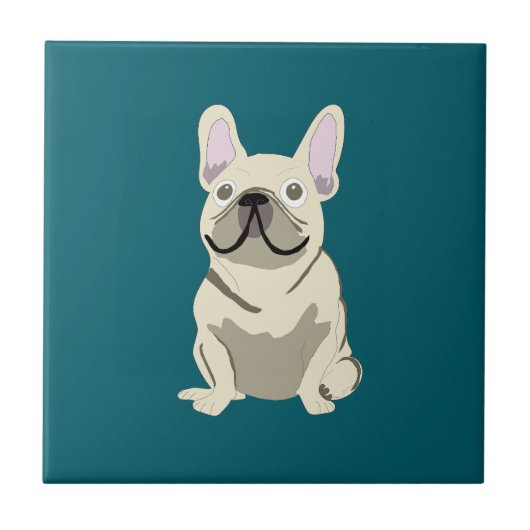 Cream French Bulldog Fliese (Vorderseite)