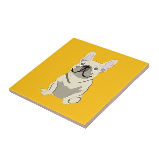 Cream French Bulldog Fliese (Seite)