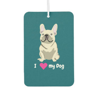Cream French Bulldog, I Love my Dog Autolufterfrischer