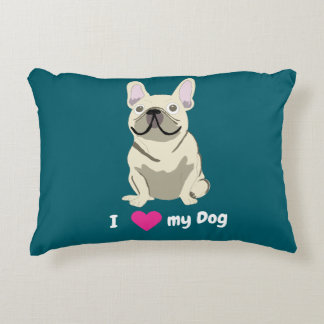Cream French Bulldog, I Love my Dog Dekokissen