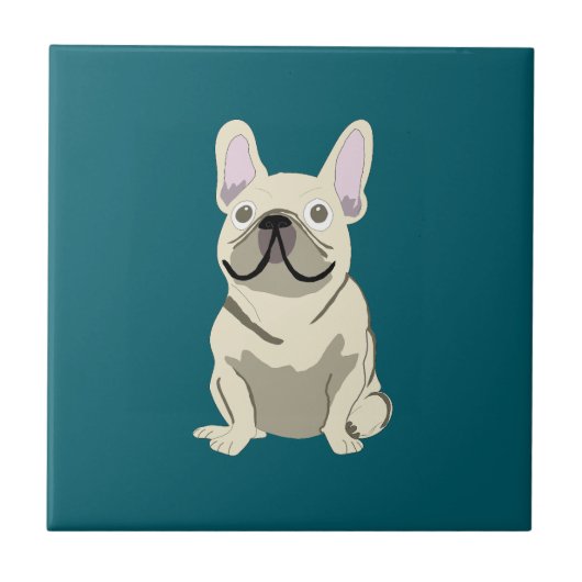 Cream French Bulldog, Ich liebe meinen Hund Fliese (Vorderseite)