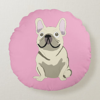Cream French Bulldog Rundes Kissen