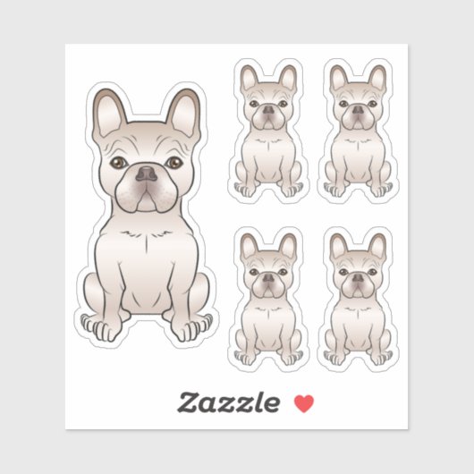 Cream French Bulldog Sitting Illustrationen Aufkleber (Blatt)
