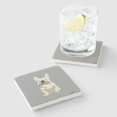 Cream French Bulldog,  Steinuntersetzer (Seitenansicht)