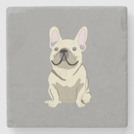 Cream French Bulldog,  Steinuntersetzer