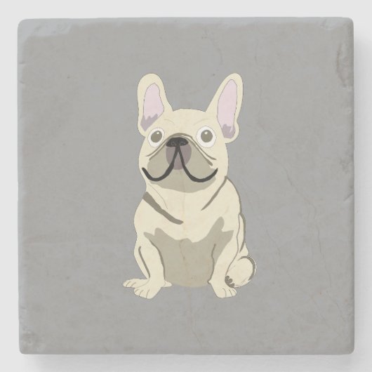 Cream French Bulldog,  Steinuntersetzer (Vorderseite)