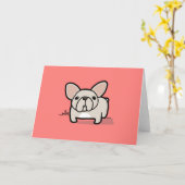 Cream Frenchie Karte (Gelbe Blume)