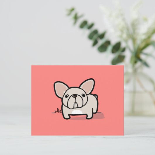 Cream Frenchie Postkarte (Stehend Vorderseite)