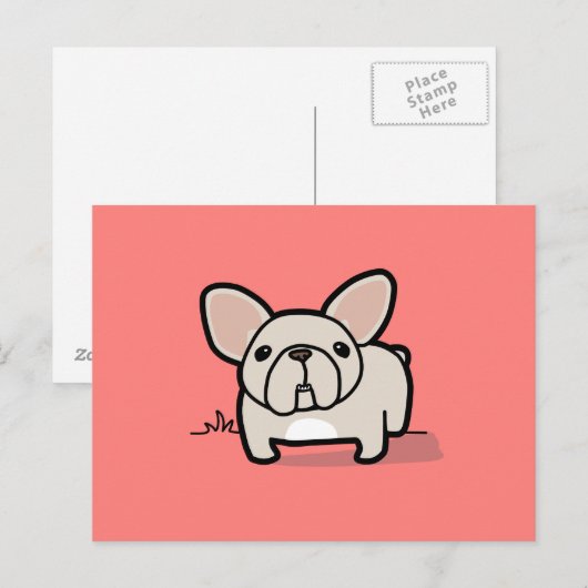 Cream Frenchie Postkarte (Vorne/Hinten)
