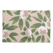 Cream Garden Harmony: Kamelien und Grünanlagen Kissenbezug (Rückseite)