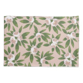 Cream Garden Harmony: Kamelien und Grünanlagen Kissenbezug (Rückseite-Links)