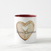 Cream Gingerbread Christmas Heart Tasse (Zentrum)