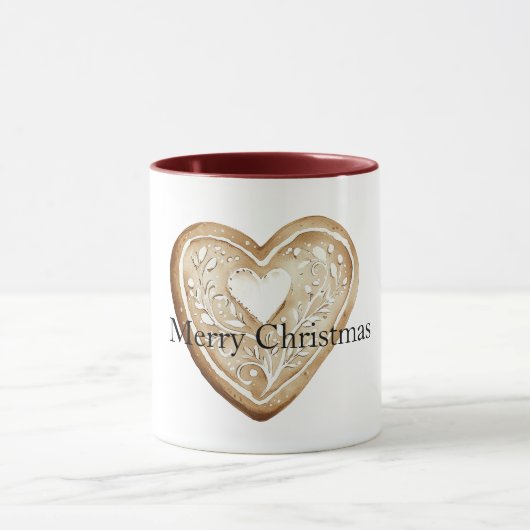 Cream Gingerbread Christmas Heart Tasse (Zentrum)