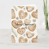 Cream Gingerbread Christmas Hearts  Karte (Vorderseite)