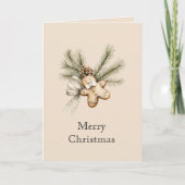 Cream Gingerbread Christmas Pine Cone Karte (Vorderseite)