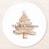 Cream Gingerbread Christmas Tree Runder Pappuntersetzer (Vorderseite)
