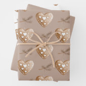 Cream Gingerbread Cookie Hört Weihnachten Geschenkpapier Set (Beispiel)
