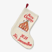  Cream Gingerbread House Christmas Stocking Kleiner Weihnachtsstrumpf (Vorderansicht (hängend))