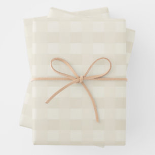 Cream Gingham Pattern Wrapping Paper Geschenkpapier Set