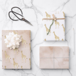 Cream Giraffe       Geschenkpapier Set