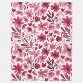 Cream Girly Pink Red Flowers Hearts   Fleecedecke (Vorderseite)