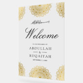 Cream Gold Asian Motif Muslim Wedding Welcome Acrylschild (Winkel)