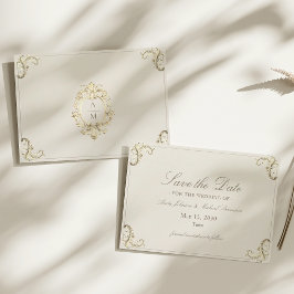 Cream Gold Baroque Wedding Save The Date
