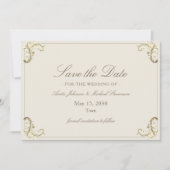 Cream Gold Baroque Wedding Save The Date (Vorderseite)