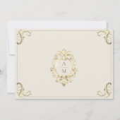 Cream Gold Baroque Wedding Save The Date (Rückseite)