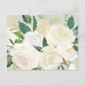 Cream Gold Blumengrün Hochzeitsinformationen Begleitkarte (Rückseite)