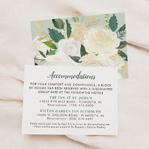 Cream Gold Blumengrün Hochzeitsunterkünfte Begleitkarte
