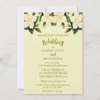 Cream & Gold Calla Lilies Grüne Hochzeit Einladung