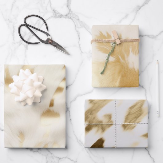 Cream Gold Cowhide Geschenkpapier Set (Vorderseite)