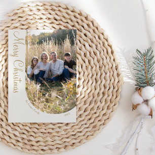 Cream Gold Elegantes Minimalistisches Foto Feiertagskarte