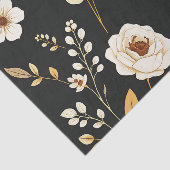 Cream Gold Floral Black Pattern Seidenpapier (Ausschnitt)